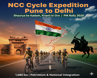 NCC Cycle Expedition from Pune to New Delhi for PM Rally 2026 Begins
