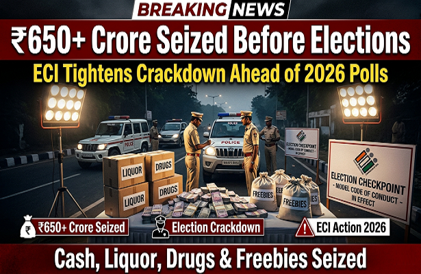 Over ₹650 Crore Seized in Election Crackdown Ahead of 2026 Polls: ECI Tightens Vigil
